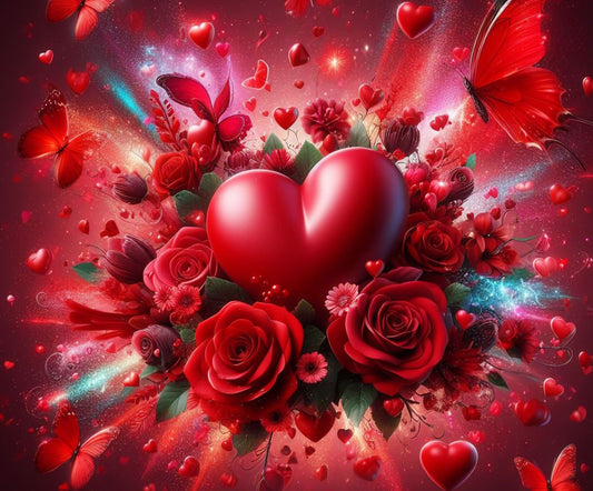 🎨 Tapis de souris – Je T’aime – Cœur Romantique &amp; Roses Enchantées