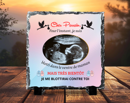 Cadre Ardoise Annonce Grossesse 19x19 cm – Échographie Personnalisée Cadeau Famille (A&C My Créa)