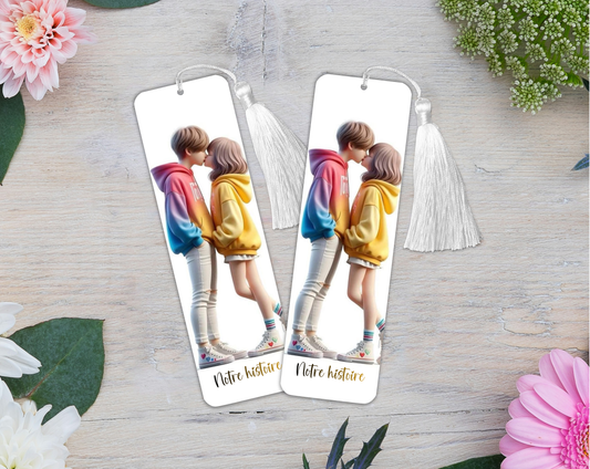 Marque-pages aluminium - "Notre histoire"