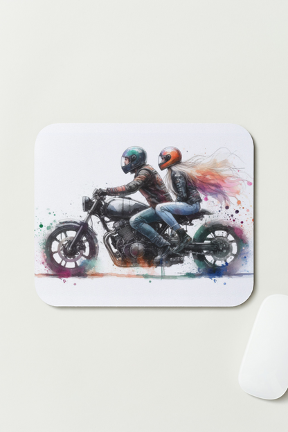 🎨 Tapis de souris – Couple de Motards – Évasion & Liberté à Deux