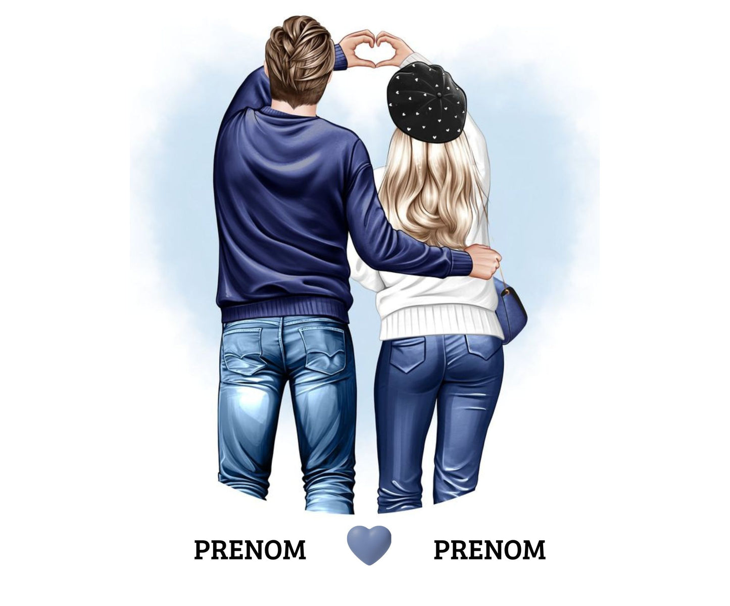 🎨 Tapis de souris – 🎨 Tapis de souris – Couple Cœur avec les mains – Personnalisé avec vos Prénoms