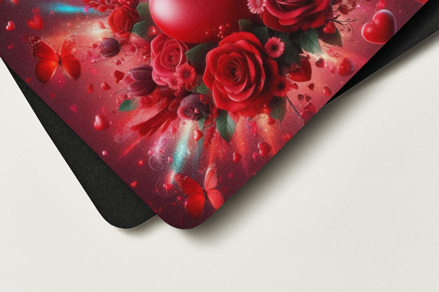 🎨 Tapis de souris – Je T’aime – Cœur Romantique &amp; Roses Enchantées