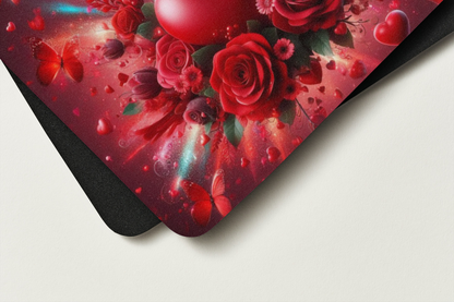 🎨 Tapis de souris – Je T’aime – Cœur Romantique &amp; Roses Enchantées