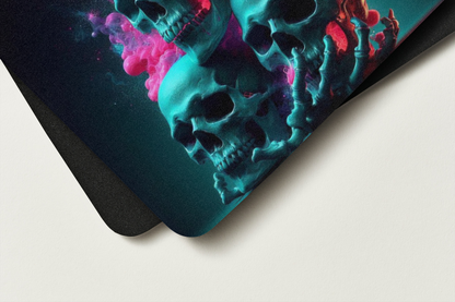 Tapis de souris - 3 crânes en fusion coloré