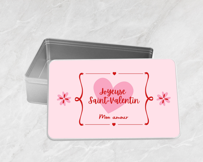 Boîte à biscuits rectangulaire en métal - Joyeuse Saint-Valentin Mon amour