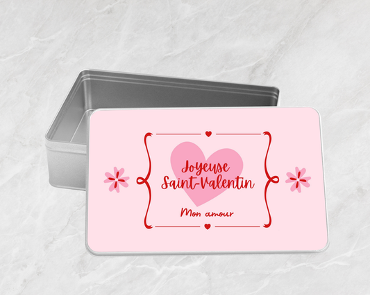 Boîte à biscuits rectangulaire en métal - Joyeuse Saint-Valentin Mon amour