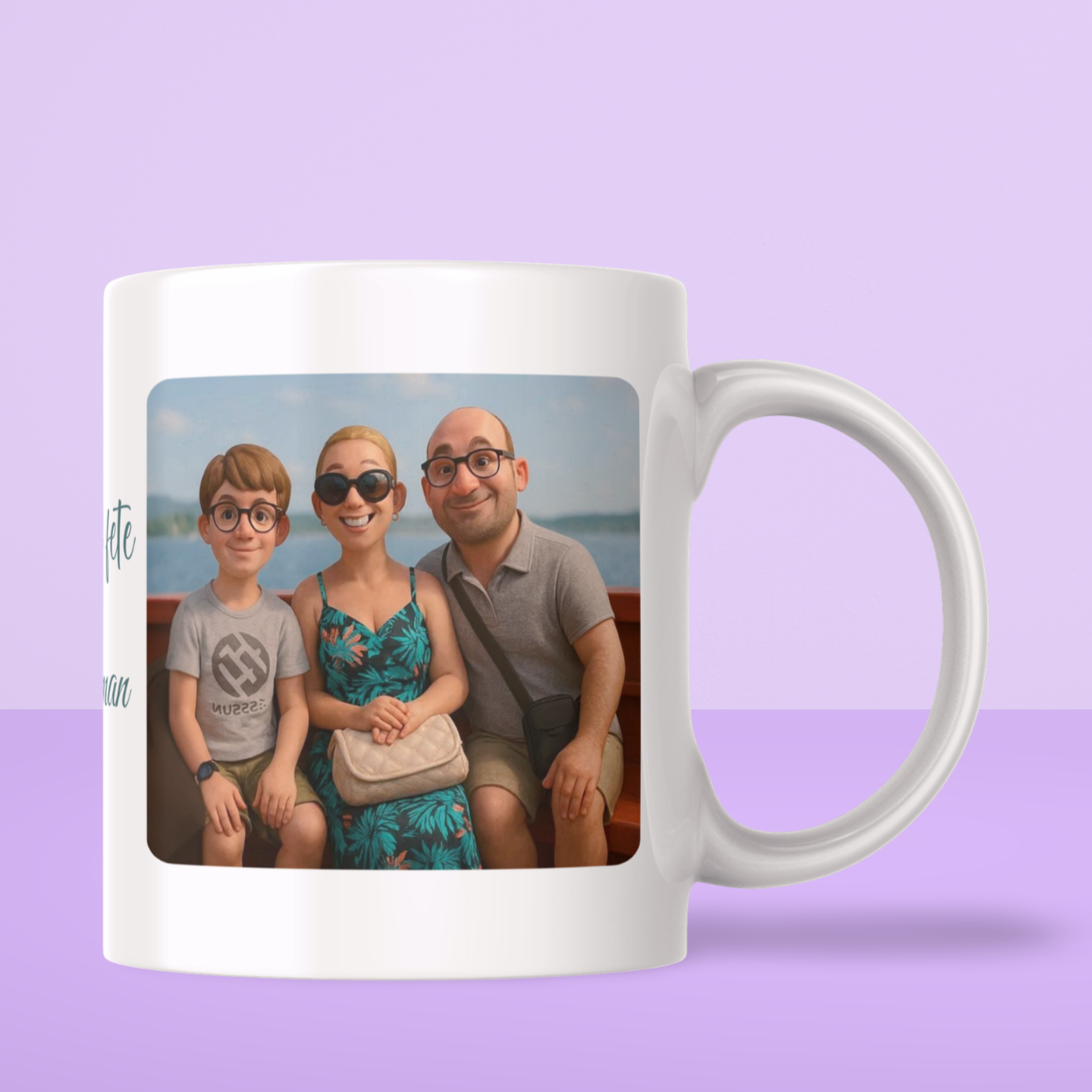 Mug Personnalisé Photo Famille – Effet Cartoon (A&C My Créa)