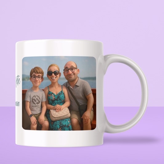 Mug Personnalisé Photo Famille – Effet Cartoon (A&C My Créa)