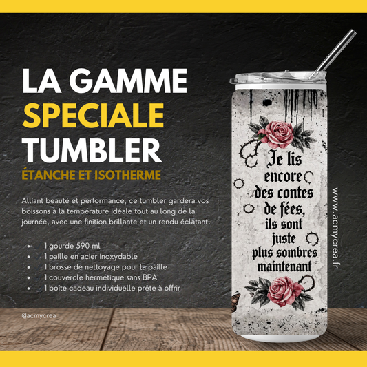 Tumbler Gothique Lecture Crâne Contes de Fées - Gourde Isotherme 590 ml (A&C My Créa)