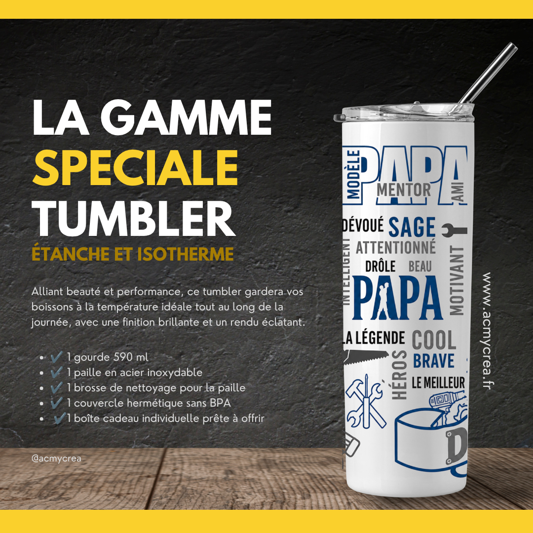 Tumbler « Le Meilleur Papa » – Le Cadeau Idéal pour un Papa Exceptionnel (A&C My Créa)