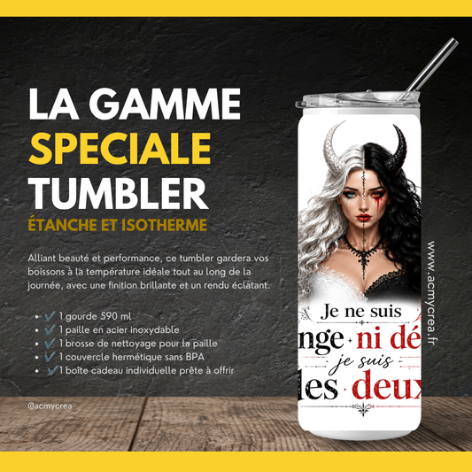 Tumbler Ange & Démon – Design Mystique et Dualité Intérieure (A&C My Créa)