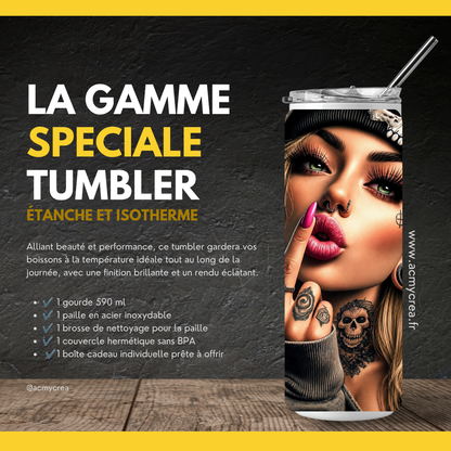 Tumbler Dark Girl Tattoo – Attitude Rebelle - Blonde ou Brune (A&C My Créa)