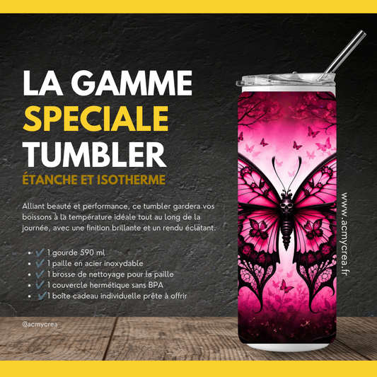 Tumbler Dark Romance Papillon & Roses (A&C My Créa)