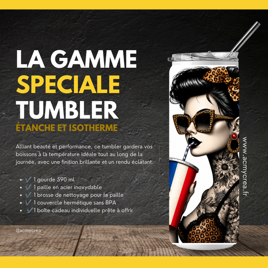 Tumbler Pin-Up Tournesols & Style Rock Chic (A&C My Créa)
