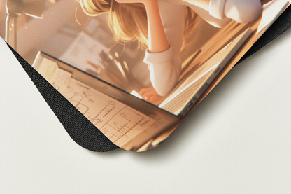 Tapis de souris – Fille devant un Écran d’Ordinateur  💻 - Créativité & Concentration
