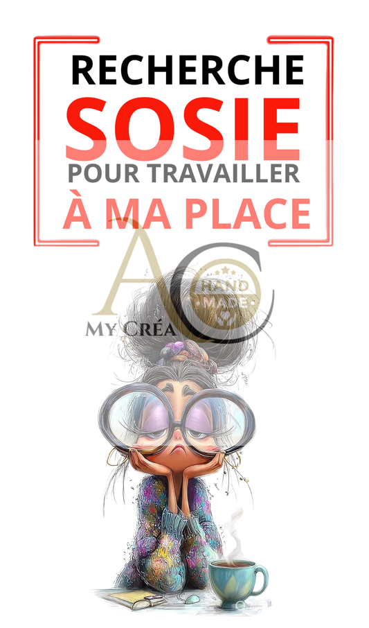 Bouteille - Gourde isotherme en inox - Recherche sosie pour travailler à ma place (Design A&C My Créa) (Copie) (Copie)