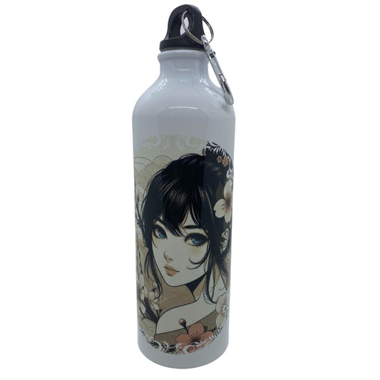 Gourde Sport Aluminium 750 ml - Une Femme et les fleurs de cerisier