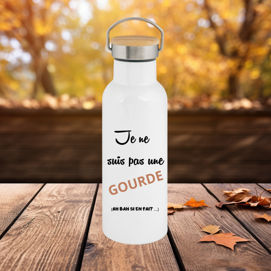 Bouteille - Gourde isotherme 750 ml inox bambou "Je ne suis pas une gourde" (A&C My Créa)