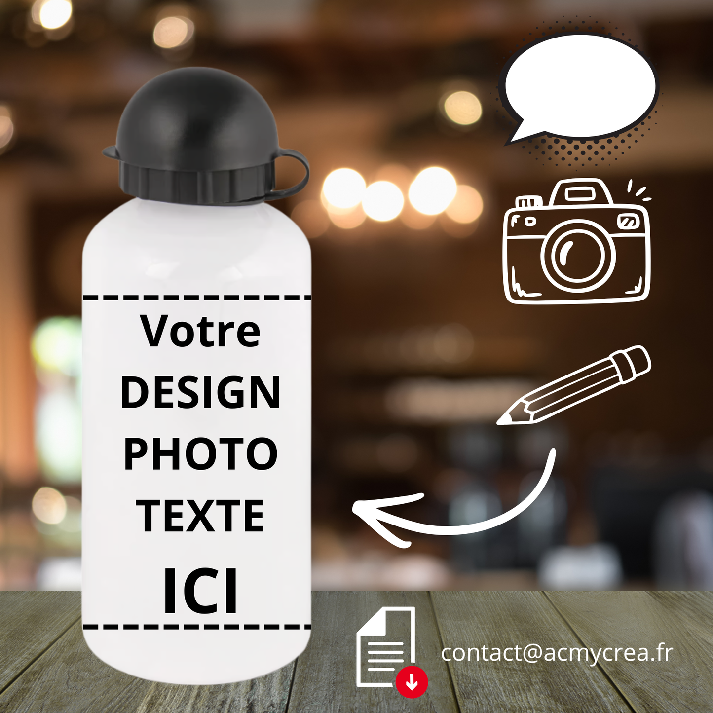 Gourde Sport en aluminium 600 ml - Design Gorilla Pop Art | A&C My Créa