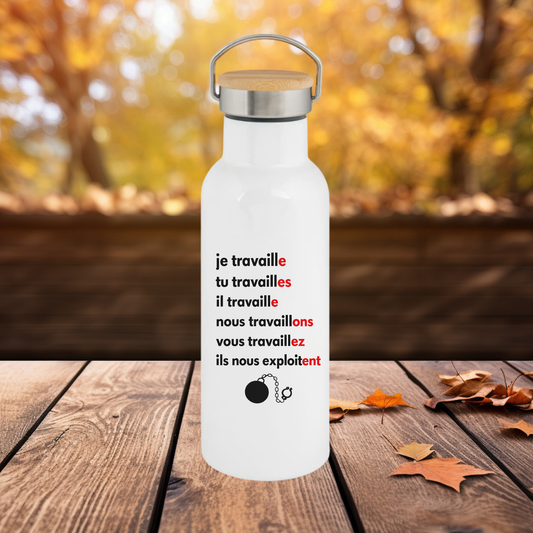 Bouteille - Gourde isotherme 750 ml - bouchon bambou – Bouteille Inox Cadeau Collègue