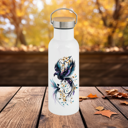 Bouteille - Gourde isotherme 750 ml - bouchon bambou - Phénix & Fée – Bouteille Inox Fantasy Magique