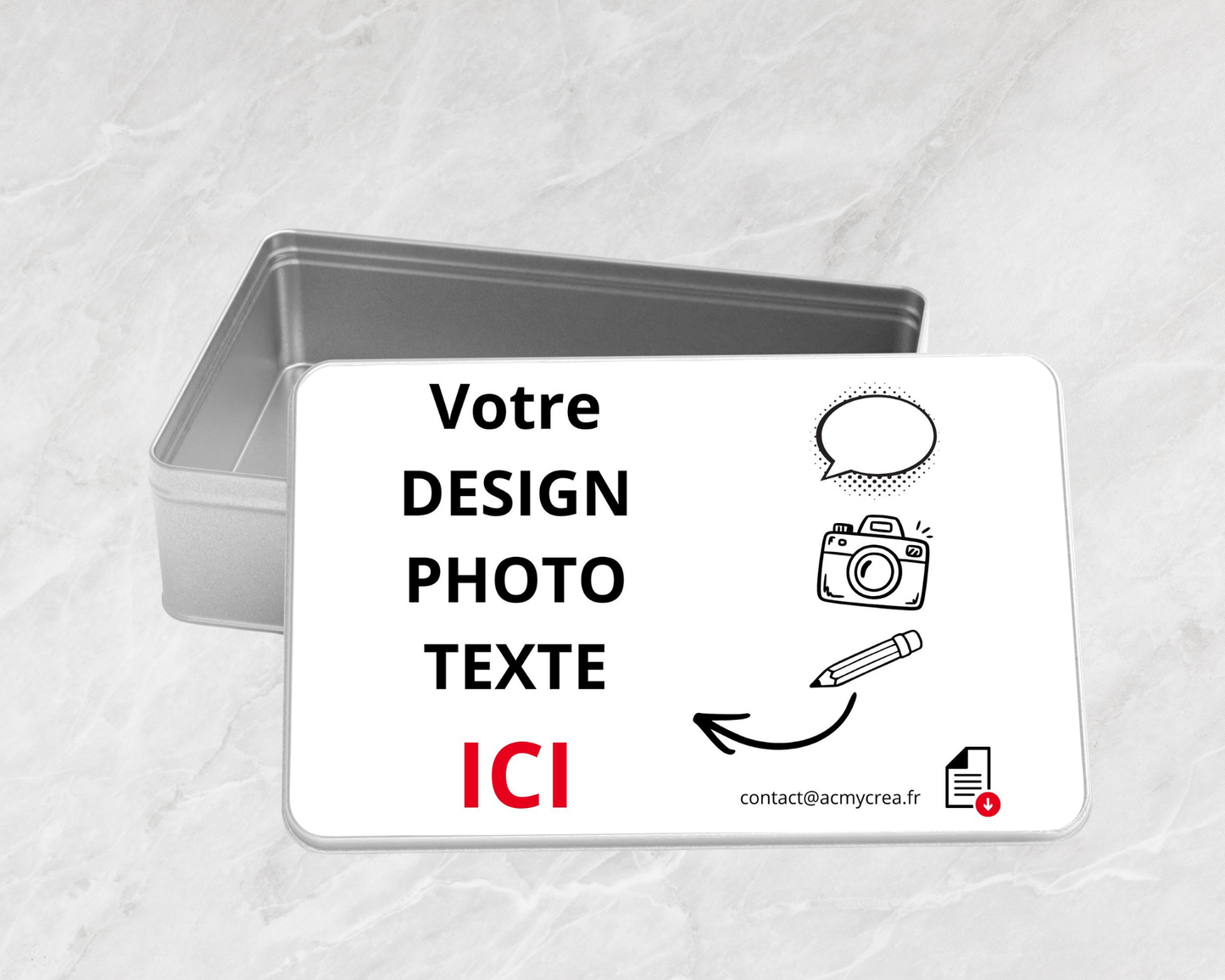 Boîte à biscuits rectangulaire en métal - personnalisable avec votre photo, design, prénom