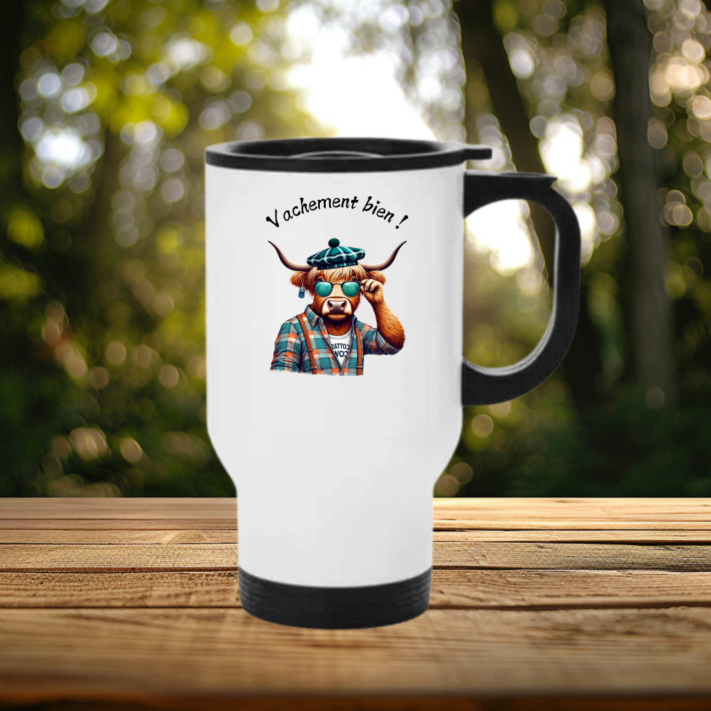 Mug thermos - isotherme Aluminium 450 ml Vachette Irlandaise "Vachement bien !"