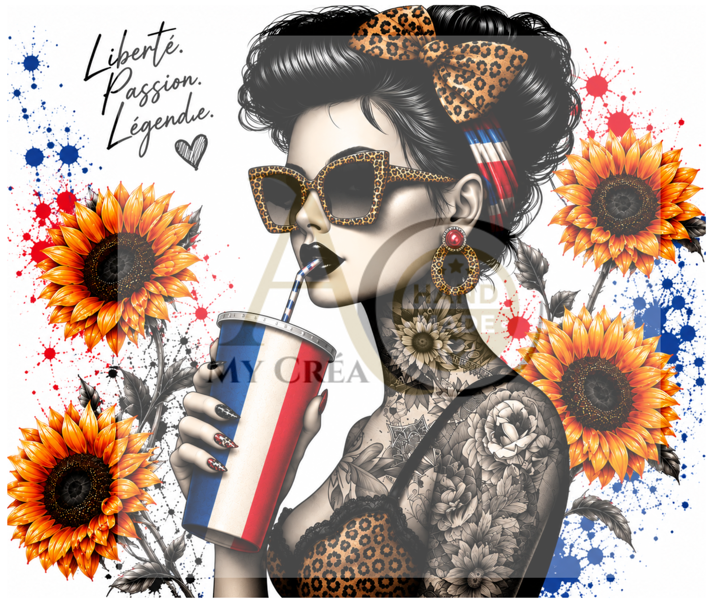 Tumbler Pin-Up Tournesols & Style Rock Chic (A&C My Créa)