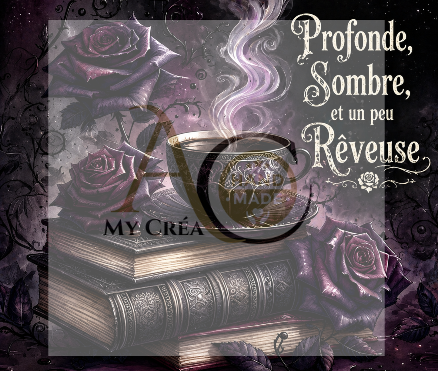 Tumbler Citation Sombre Rêveuse Roses Design Original (A&C My Créa)