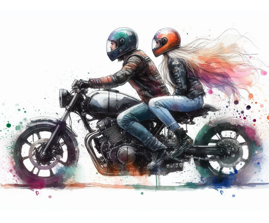 🎨 Tapis de souris – Couple de Motards – Évasion & Liberté à Deux
