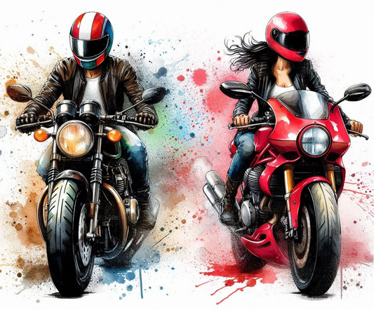 🎨 Tapis de souris – Couple de Motards – Liberté & Couleurs Pop