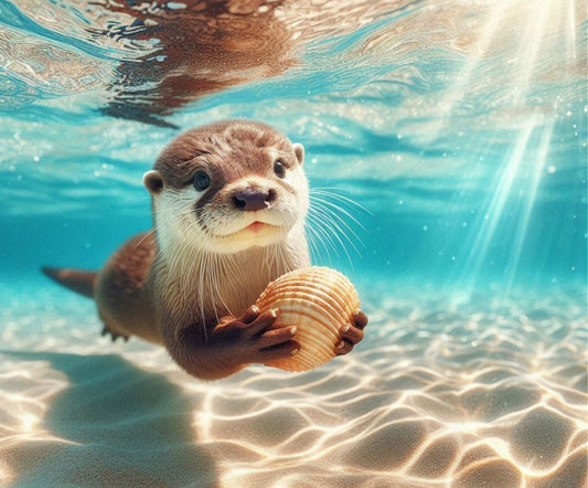 Tapis de souris - La loutre qui nage en mer