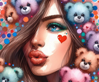 Tapis de souris – Femme et Nounours 🎨 - Tendresse et Couleurs Pop