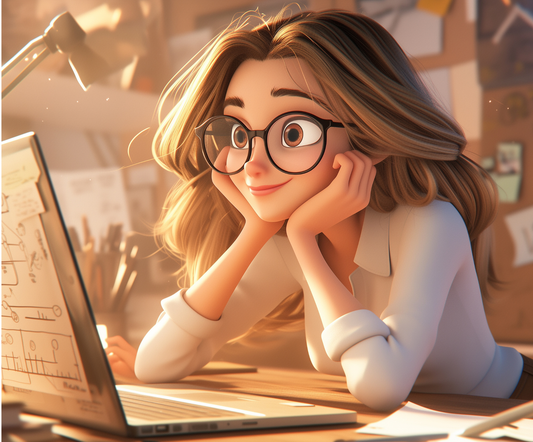 Tapis de souris – Fille devant un Écran d’Ordinateur  💻 - Créativité & Concentration