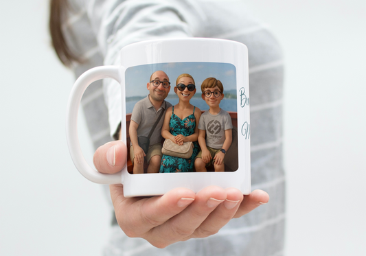 Mug Personnalisé Photo Famille – Effet Cartoon (A&C My Créa)