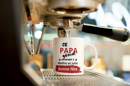 Mug Fête des Pères Personnalisé – Papa Génial avec Prénoms (A&C My Créa)