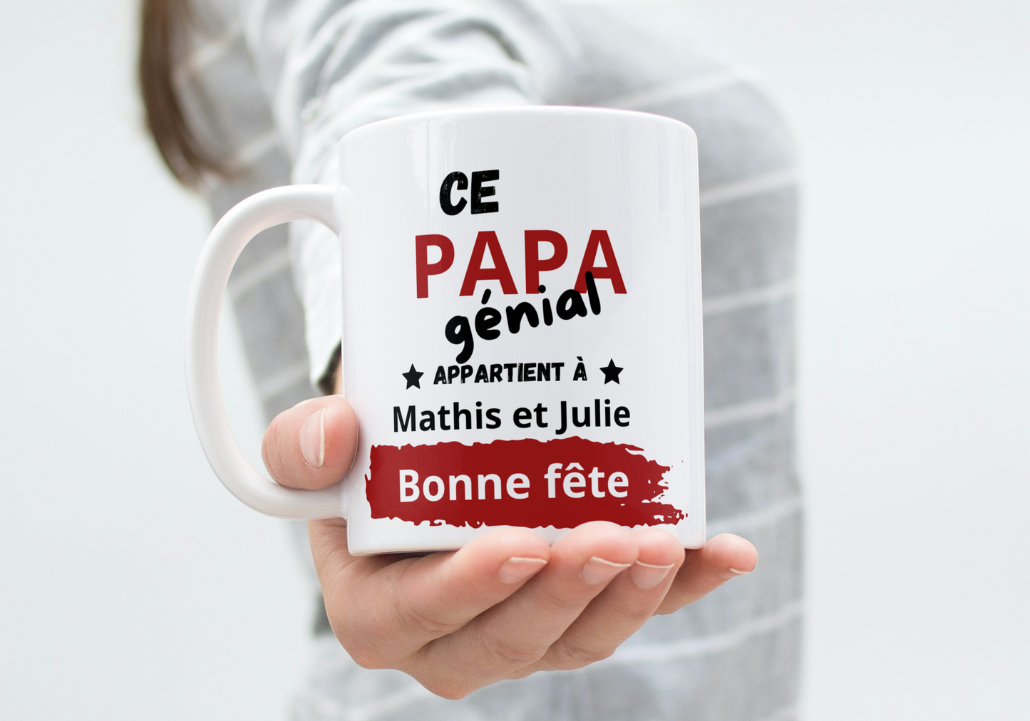 Mug Fête des Pères Personnalisé – Papa Génial avec Prénoms (A&C My Créa)
