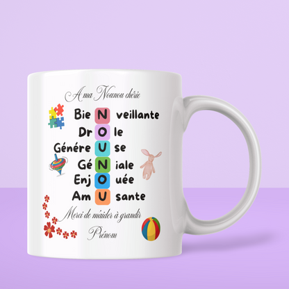 Mug Merci Nounou – Cadeau Original Nounou Personnalisé (A&C My Créa)
