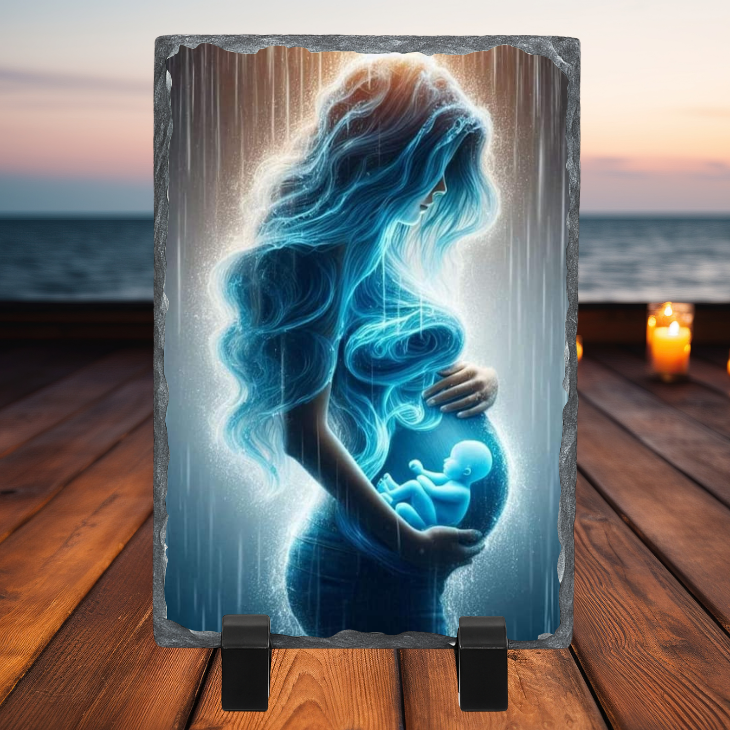 Ardoise Décorative Maternité 30x20 cm Portrait – Femme Enceinte Bébé Lumière Cadeau Naissance (Design A&C My Créa)