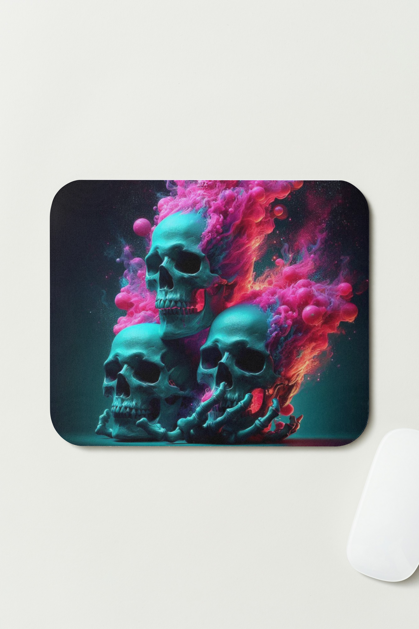 Tapis de souris - 3 crânes en fusion coloré