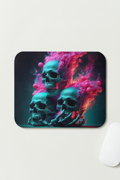 Tapis de souris - 3 crânes en fusion coloré