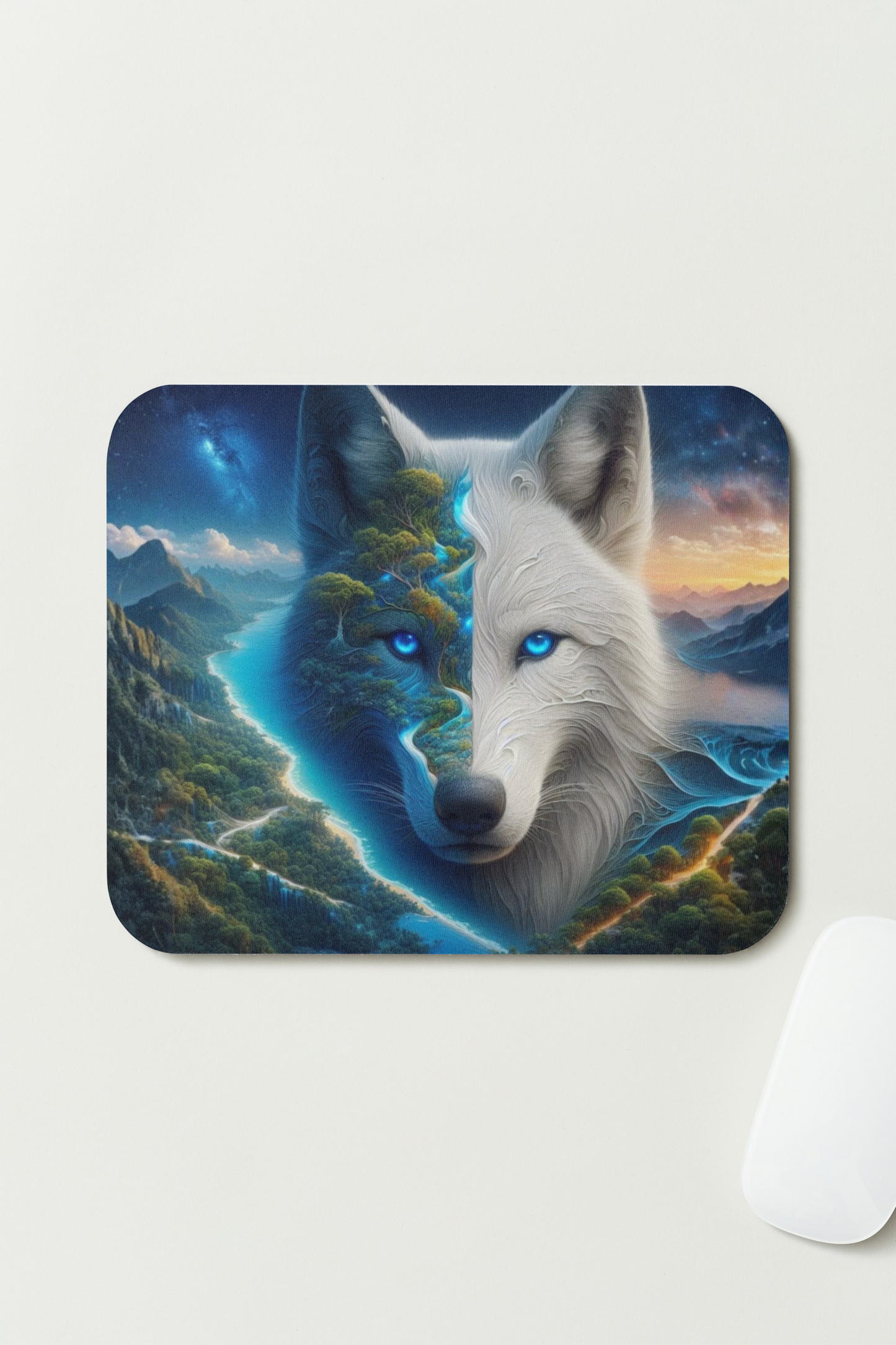 Tapis de souris – Loup Spirituel ✨ – Nature & Univers Onirique