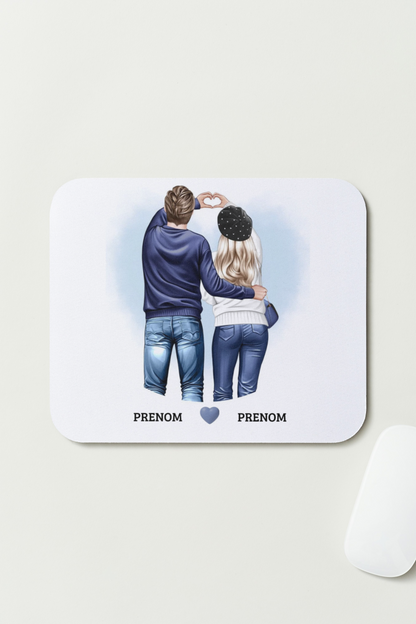🎨 Tapis de souris – 🎨 Tapis de souris – Couple Cœur avec les mains – Personnalisé avec vos Prénoms