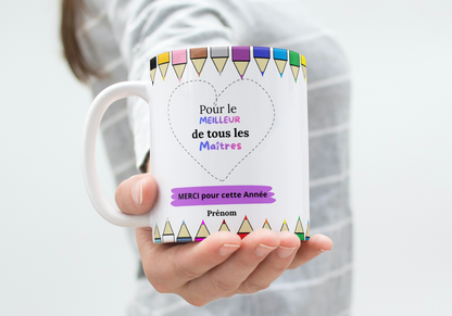 Mug Maîtresse / Maître Personnalisé – Cadeau Fin d’Année Scolaire Merci Prénom (A&C My Créa)