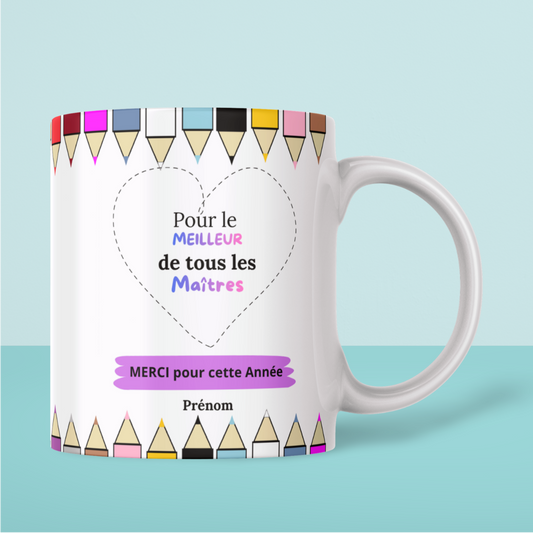 Mug Maîtresse / Maître Personnalisé – Cadeau Fin d’Année Scolaire Merci Prénom (A&C My Créa)