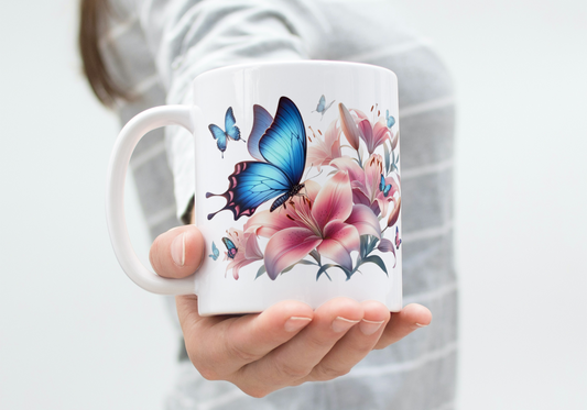 Mug Fleur Papillon – Cadeau Élégant (A&C My Créa)