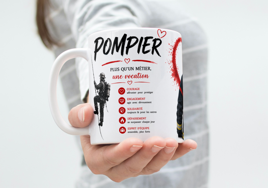 Mug « Pompier – Plus Qu’un Métier, Une Vocation » – Héros du Quotidien (A&C My Créa)