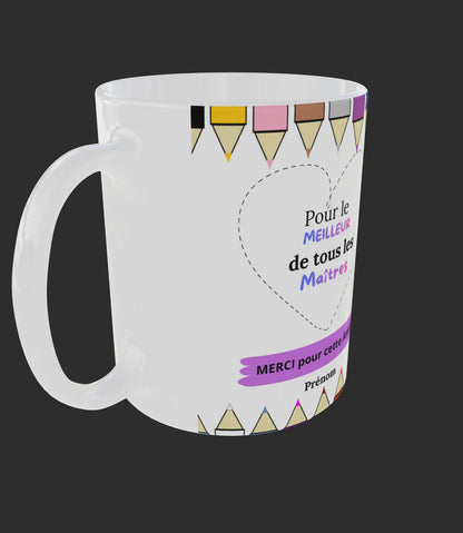 Mug Maîtresse / Maître Personnalisé – Cadeau Fin d’Année Scolaire Merci Prénom (A&C My Créa)