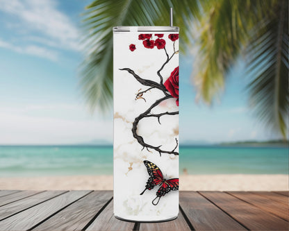 Tumbler Crâne & Roses Rouges – Style Dark Élégant (A&C My Créa)