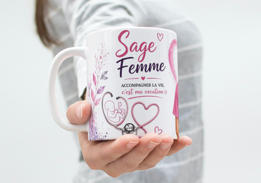 Mug « Sage-Femme – Accompagner la Vie, C'est Ma Vocation » (A&C My Créa)